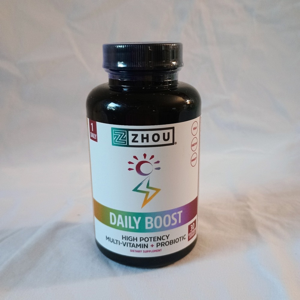 Zhou Nutrition Daily Boost Multivitamin Probiotic Vegan GF 30 Capsules Exp 5/26